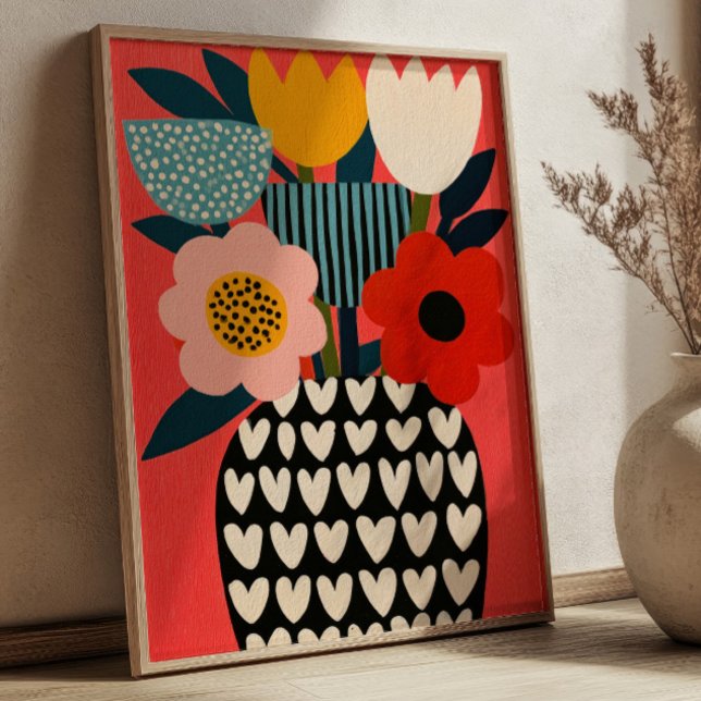 Póster Ilustración Floral de Jarrón con Ramo de Flores Co (Subido por el creador)