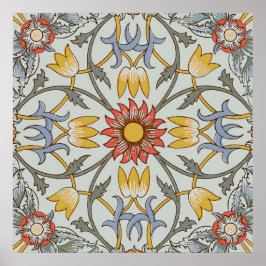 Póster Ilustración floral del círculo floral de William M