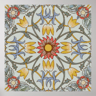 Póster Ilustración floral del círculo floral de William M