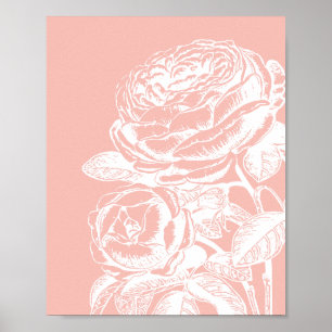 Póster Ilustracion floral inventivo Rubor Botánico rosa