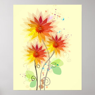 Póster Ilustracion floral moderno