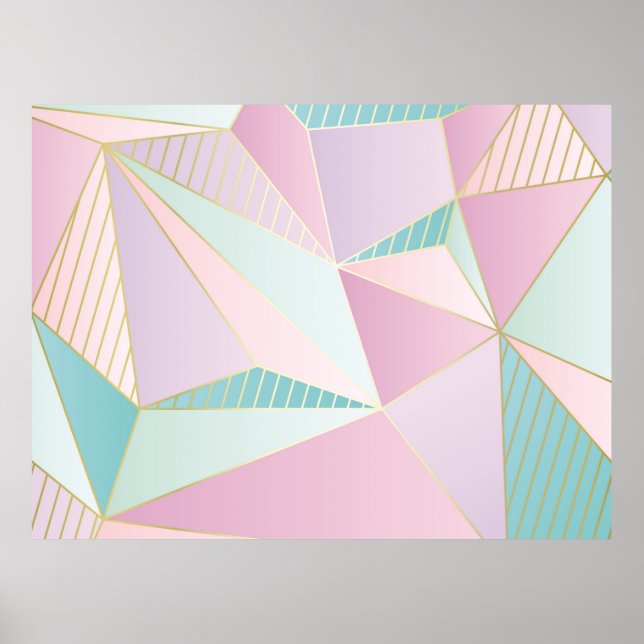 Póster (ilustracion) fondo de línea dorada, arti abstract (Frente)