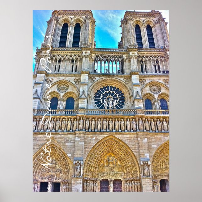 Póster Ilustracion fotográfico de Notre Dame. (Frente)