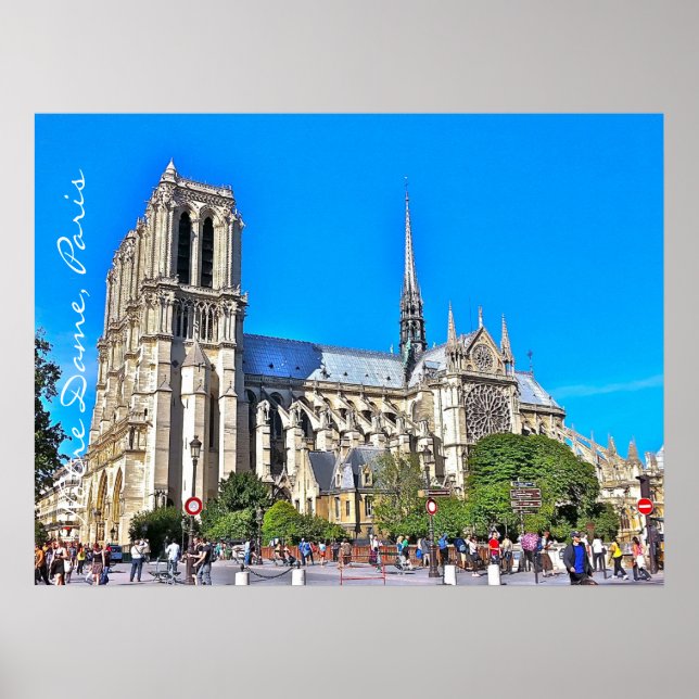 Póster Ilustracion fotográfico de Notre Dame. (Frente)