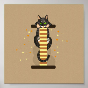 Póster Ilustracion Gato de tabla geométrica