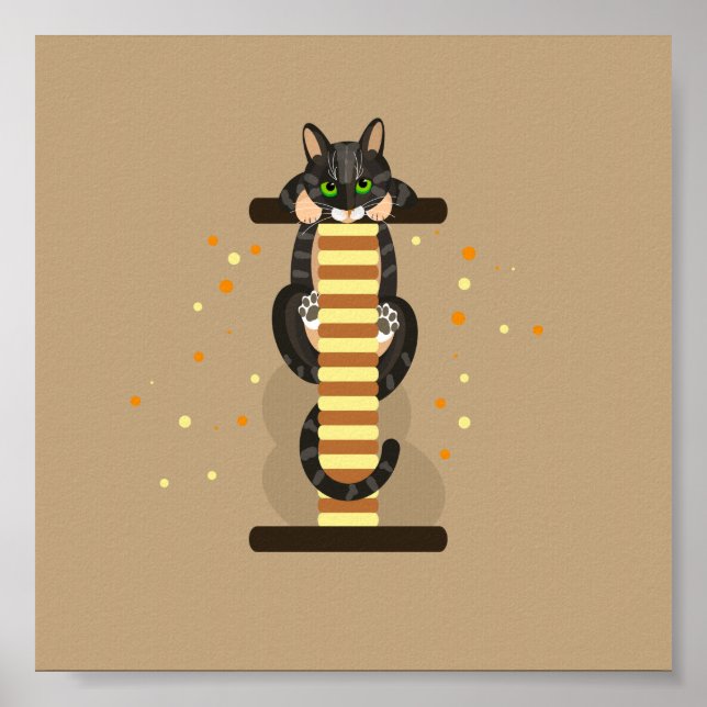 Póster Ilustracion Gato de tabla geométrica (Frente)
