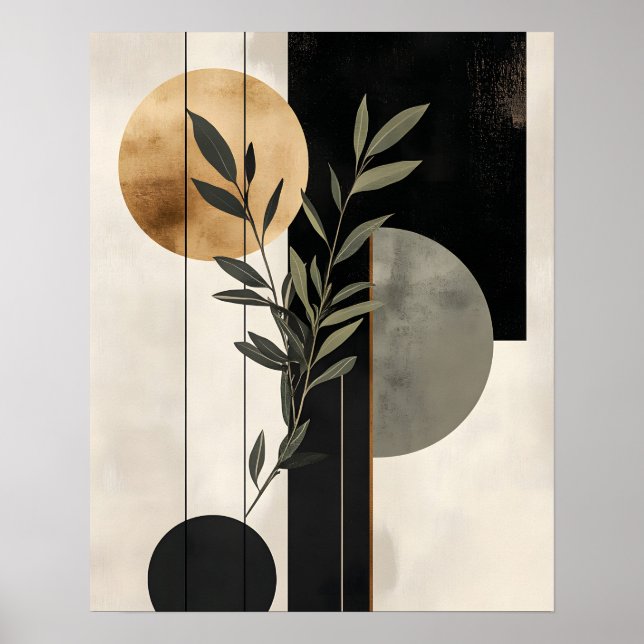 Póster Ilustración geométrica botánica boho (Frente)