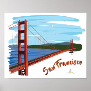 Póster Ilustracion Golden Gate Bridge