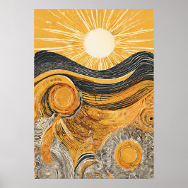 Póster Ilustracion Golden Light Wall Art Poster