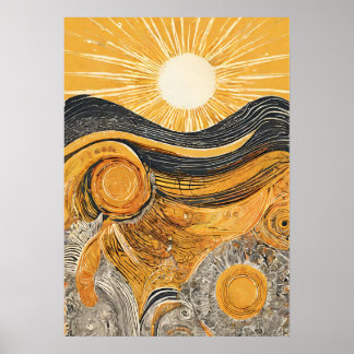 Póster Ilustracion Golden Light Wall Art Poster