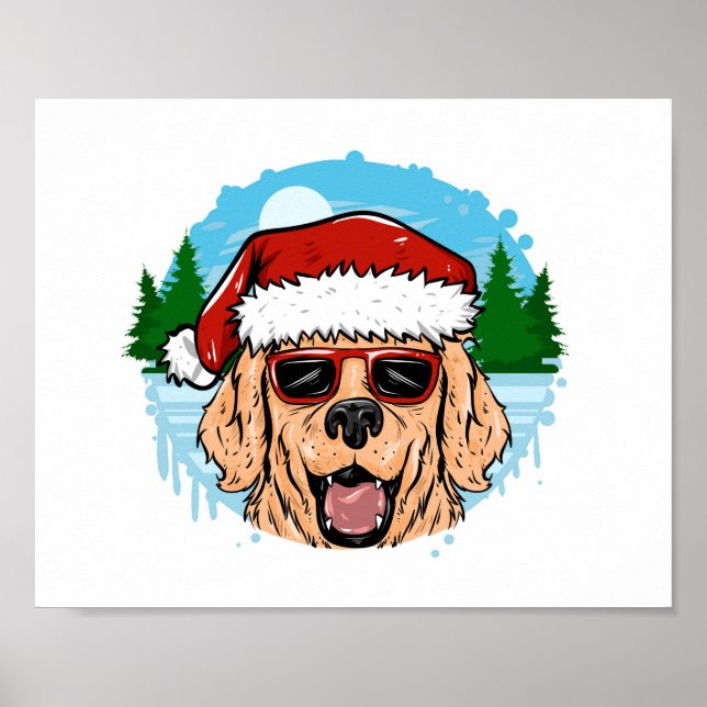 Póster Ilustracion gorra Labrador Retriever santa claus (Frente)