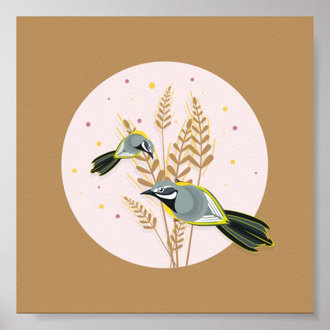 Póster Ilustracion Gray Wagtail (Frente)