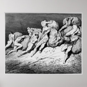 Póster Ilustracion Gustave Dore Engraving Dante Inferno