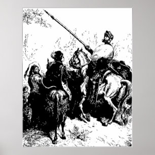 Póster Ilustracion Gustave Dore Engraving Don Quijote
