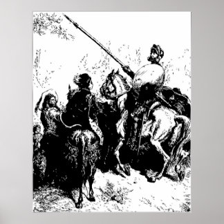 Póster Ilustracion Gustave Dore Engraving Don Quijote