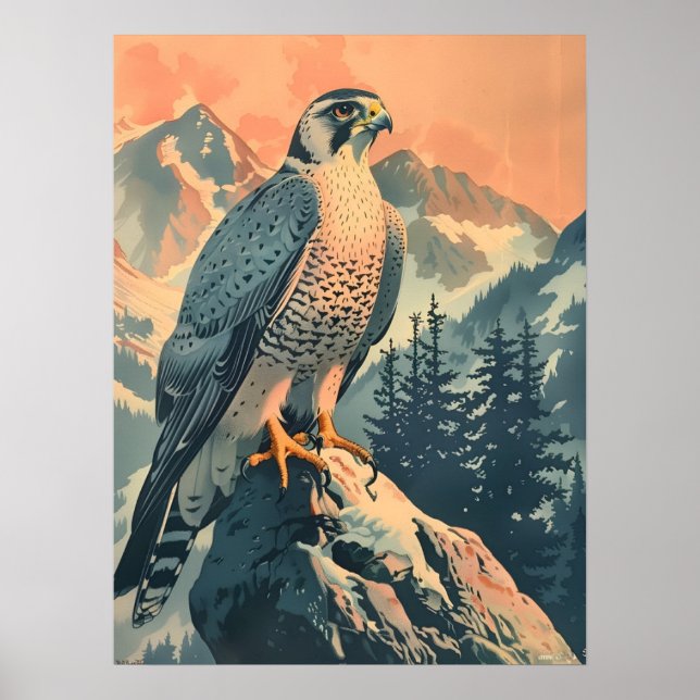 Póster Ilustracion Gyrfalcon Vintage (Frente)
