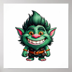 Póster Ilustracion Happy Little Troll Chibi