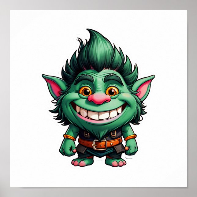 Póster Ilustracion Happy Little Troll Chibi (Frente)
