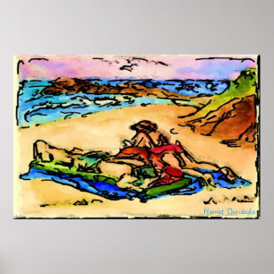 Póster Ilustracion HARRIET DAVIDSOHN - EN LA PLAYA