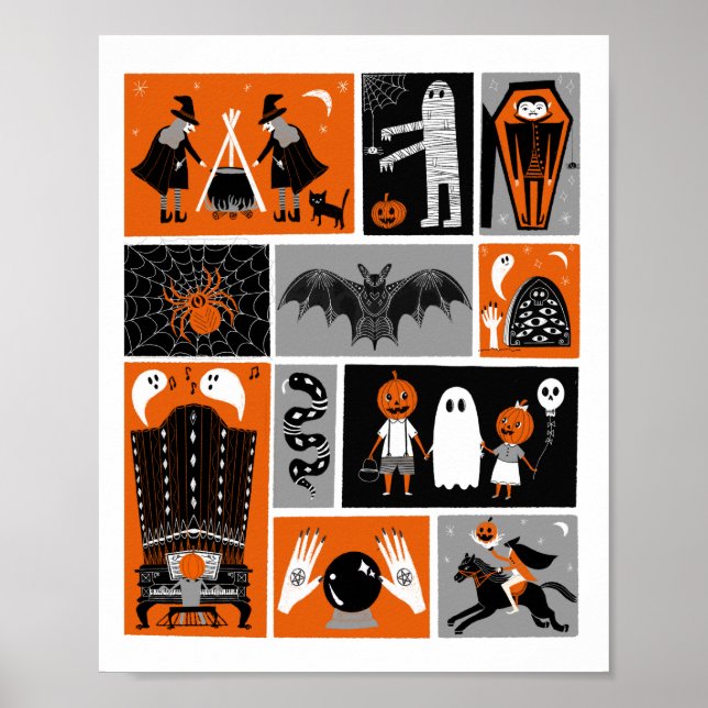 Póster Ilustracion Haunted House Halloween (Frente)