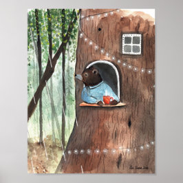 Póster Ilustracion horario de té de sueño diurno Rainy Da