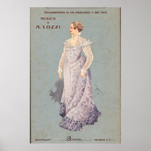 Póster Ilustracion italiano de una mujer Poster