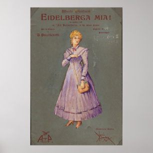 Póster Ilustracion italiano de una mujer Poster