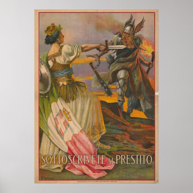 Póster Ilustracion italiano de una mujer Poster (Frente)