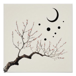 Póster Ilustracion japonés neutro calmo Abstracto Decorac