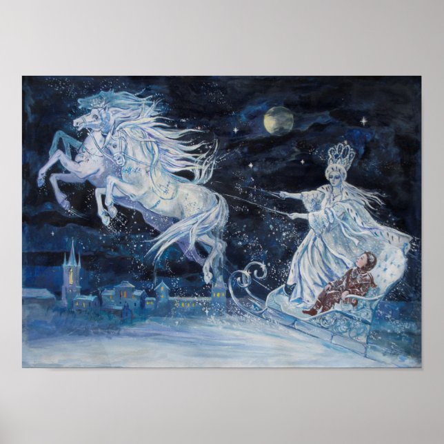 Póster ilustracion "La Reina de la Nieve" de Elena Ringo (Frente)