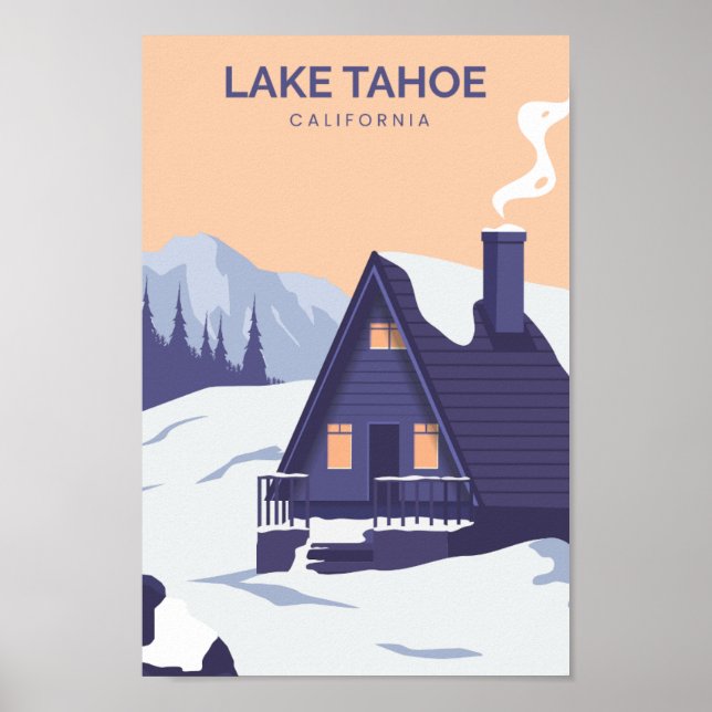 Póster Ilustracion Lake Tahoe California Travel Place (Frente)