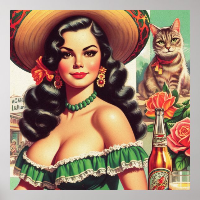 Póster Ilustracion latino vintage (Frente)