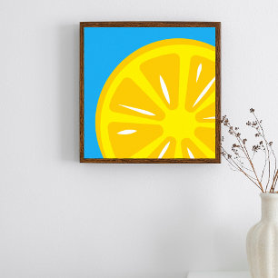 Póster Ilustracion Lemon Simple Amarillo Azul Moderno Fru