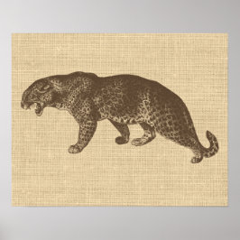 Póster Ilustracion Leopardo de época