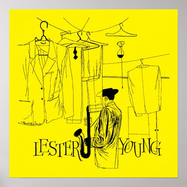 Póster Ilustracion Lester Young Vintage (Frente)