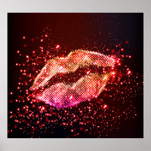 Póster Ilustracion Lip Editable: Diseño Gráfico Simple