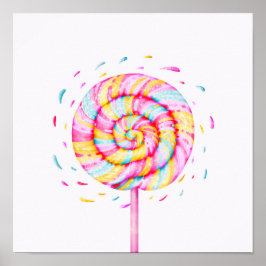 Póster Ilustracion Lollipop Sweet Candy