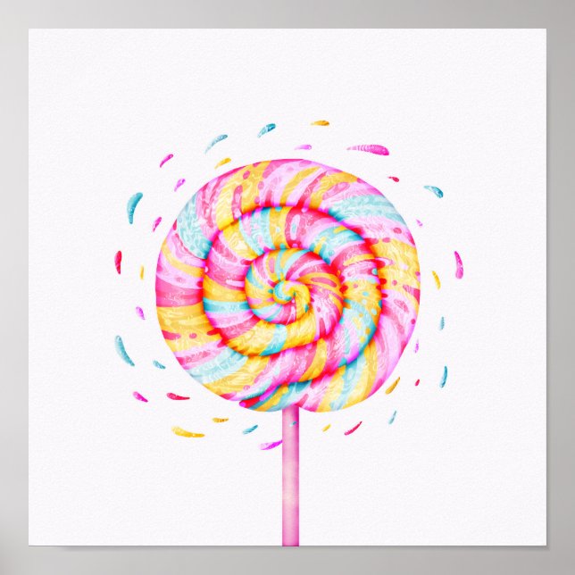 Póster Ilustracion Lollipop Sweet Candy (Frente)