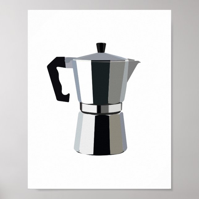 Póster Ilustracion macchinetta café expreso italiano (Frente)