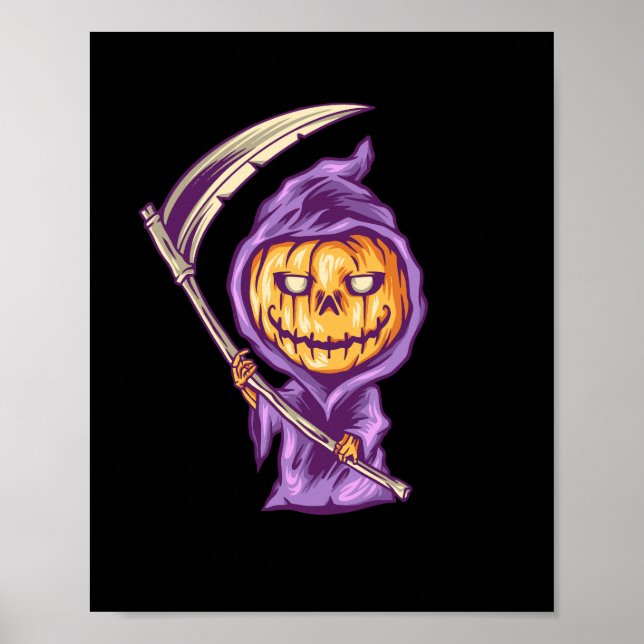 Póster ilustracion maligno de calabaza de halloween (Frente)