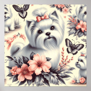 Póster Ilustracion maltés vintage