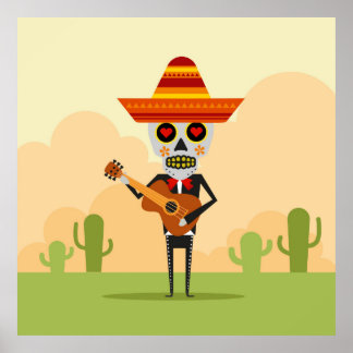 Póster Ilustracion Mariachi de México