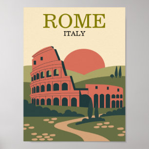 Póster Ilustración minimalista de Roma Italia Coliseo
