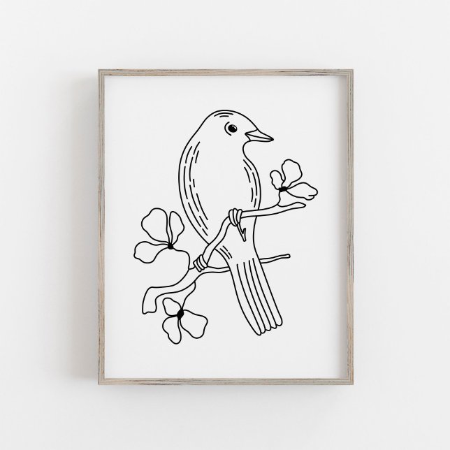 Póster Ilustración moderna de aves con líneas dibujadas a (Subido por el creador)