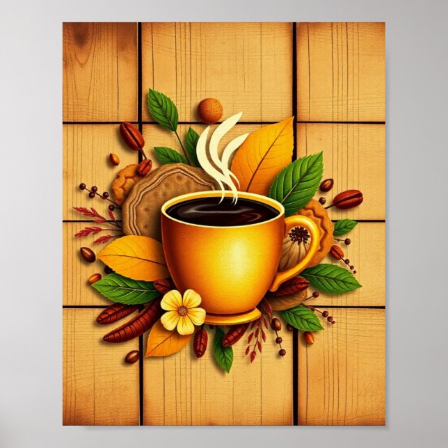 Póster Ilustración Moderna de Café (Frente)