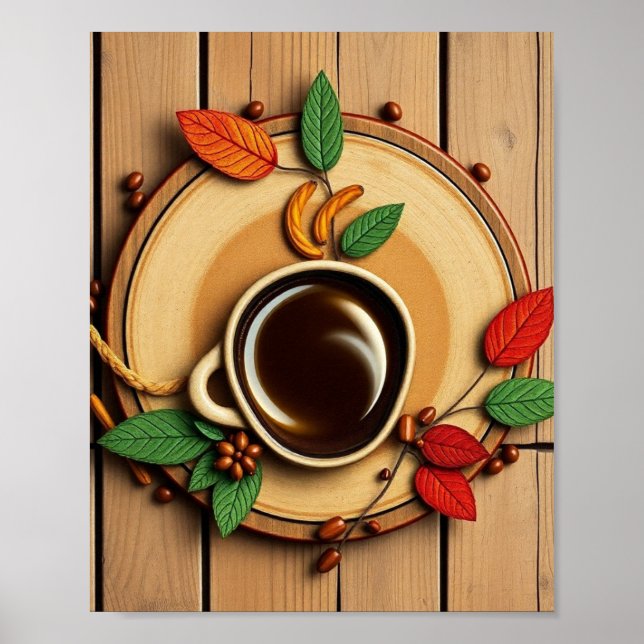 Póster Ilustración Moderna de Café (Frente)