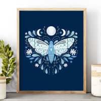 Ilustración moderna de polilla abstracta azul y bl