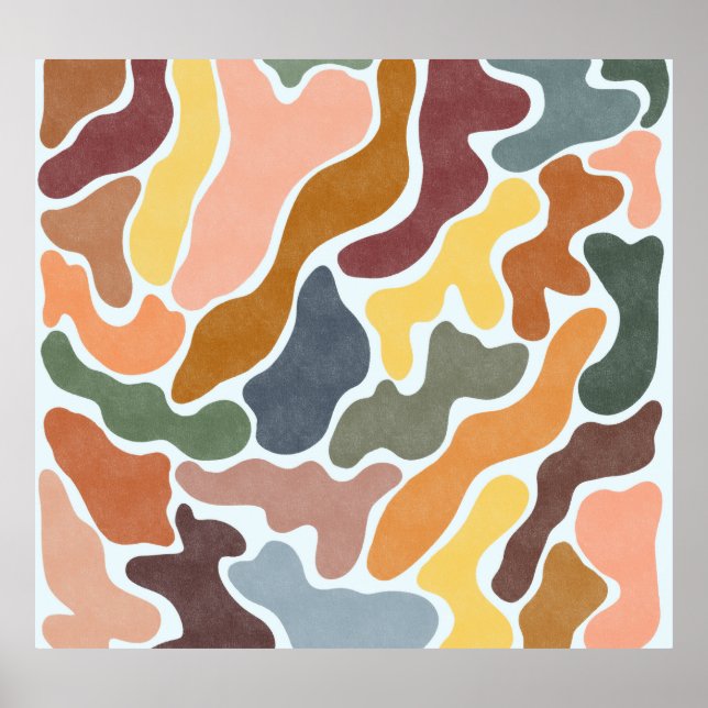 Póster Ilustracion moderno abstracto, de tonos tierra. (Frente)