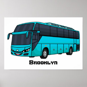Póster Ilustracion moderno de personalizado de autobús de