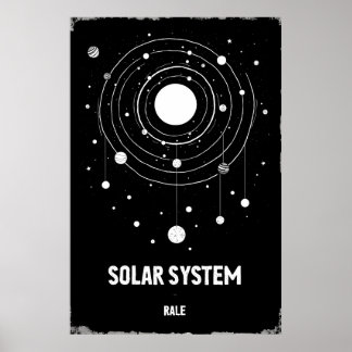 Póster Ilustración monocroma abstracta del sistema solar